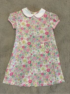 Red Beans Girls Floral Pink & Green Peter Pan Collar Trunk Brand Dress Size 5
